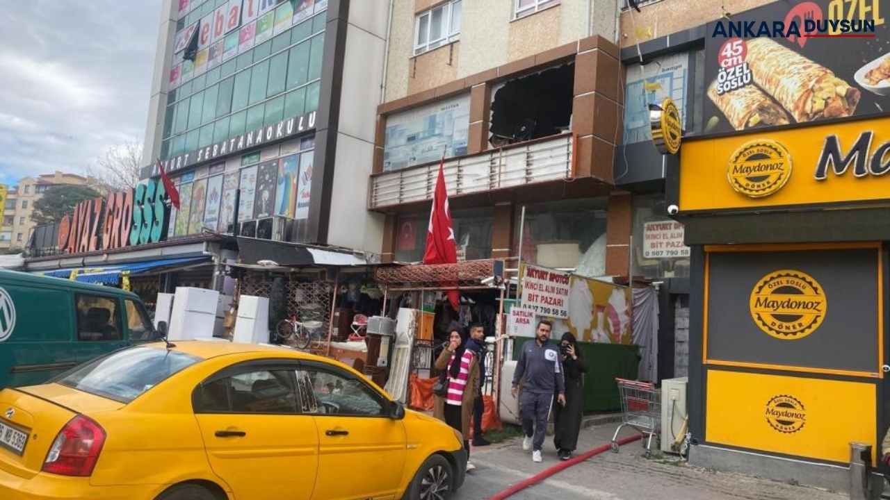 Ankara Akyurt'ta korkutan apartman yangını